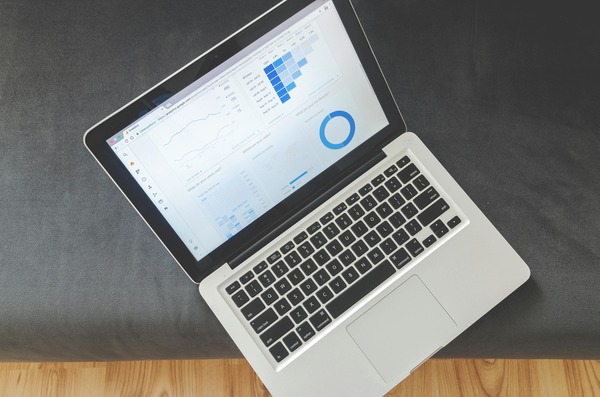 Laptop displaying an analytics dashboard